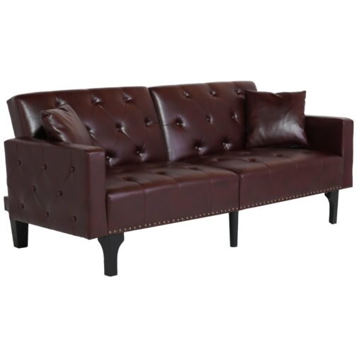 White or Burgundy Convertible Sofa Bed Split Back - Image 5