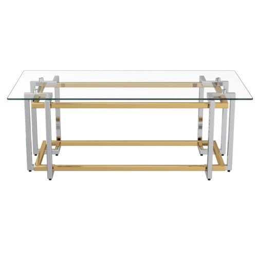 Flora Rectangular Coffee Table in Silver and Gold - Image 2