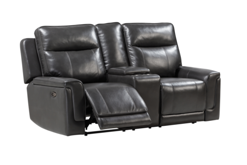 Serene Power Recliner Loveseat With Console (Charcoal)