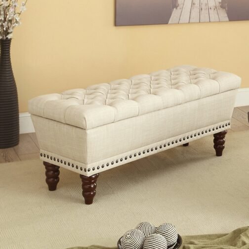 Hamilton 2 Storage Bench in Beige - Image 2