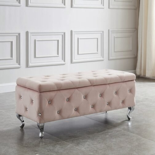 Monica Rectangular Storage Ottoman in Blush - Image 2