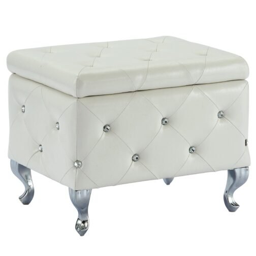 Monica Square Storage Ottoman in White