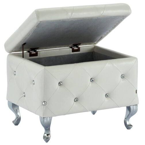 Monica Square Storage Ottoman in White - Image 3