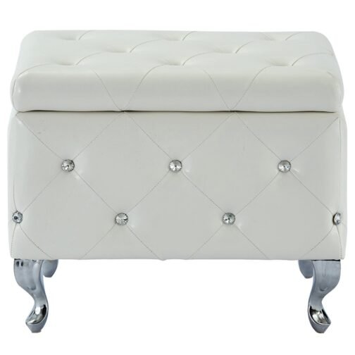 Monica Square Storage Ottoman in White - Image 5
