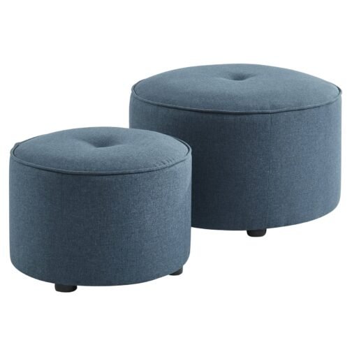 Ritu 2pc Round Ottoman set in Blue