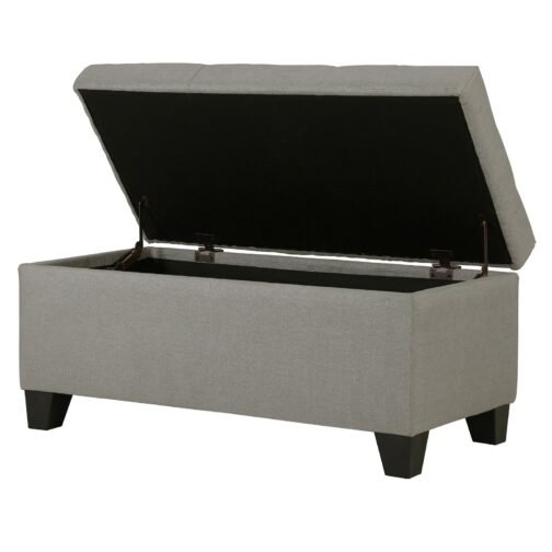 Sylvia Rectangular Storage Ottoman in Light Grey - Image 2