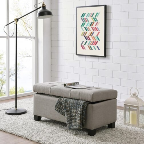 Sylvia Rectangular Storage Ottoman in Light Grey - Image 3
