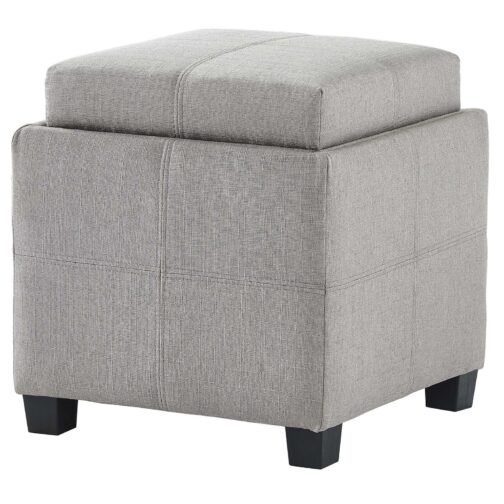 Alex Square Storage Ottoman in Light Grey