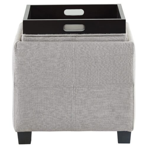 Alex Square Storage Ottoman in Light Grey - Image 3