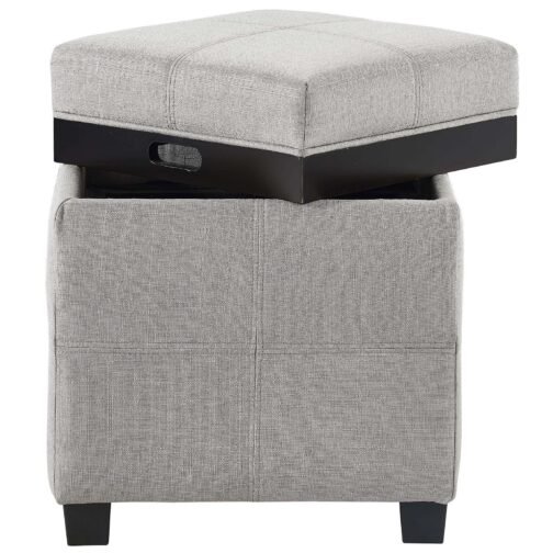 Alex Square Storage Ottoman in Light Grey - Image 4