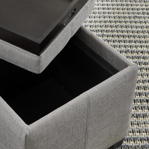 Alex Square Storage Ottoman in Light Grey - Image 5