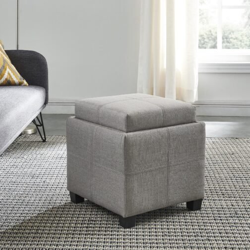 Alex Square Storage Ottoman in Light Grey - Image 2