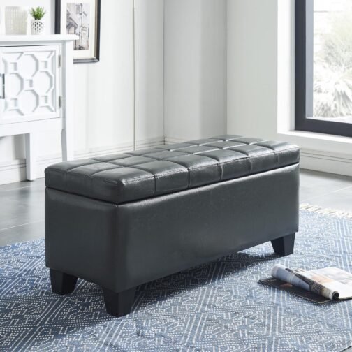 Wynn Rectangular Storage Ottoman in Grey - Image 4