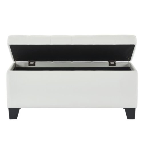 Wynn Rectangular Storage Ottoman in White - Image 2