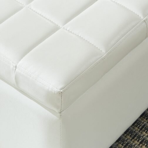 Wynn Rectangular Storage Ottoman in White - Image 3