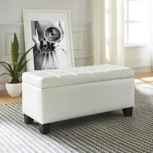Wynn Rectangular Storage Ottoman in White - Image 4