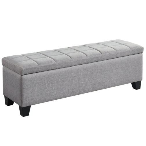 Paige Rectangular Storage Ottoman in Grey