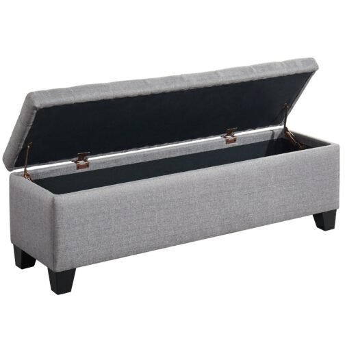 Paige Rectangular Storage Ottoman in Grey - Image 3