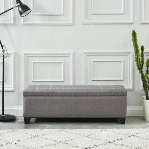 Paige Rectangular Storage Ottoman in Grey - Image 5