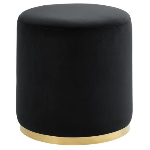 Sona Round Ottoman in Black & Gold