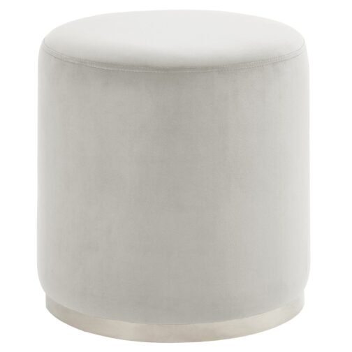 Opie Round Ottoman in Ivory & Silver