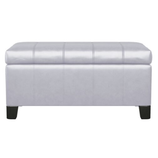 Bella Rectangular Storage Ottoman in White - Image 2