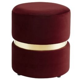 Viola Round Ottoman in Burgundy