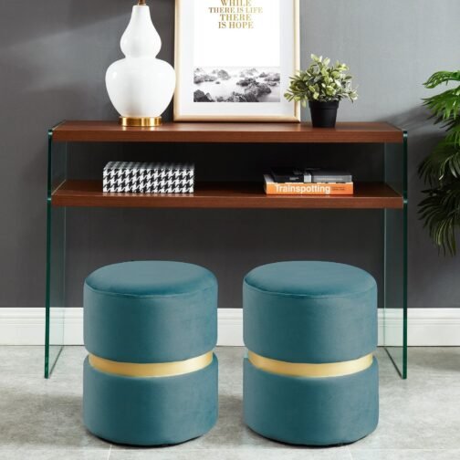 Viola Round Ottoman in Teal - Image 2