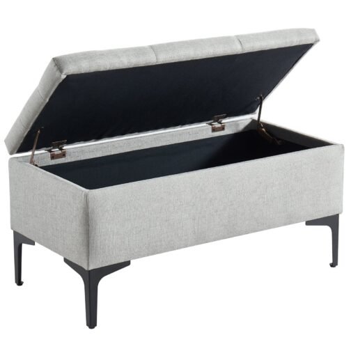 Taylor Rectangular Storage Ottoman in Light Grey/Black - Image 3