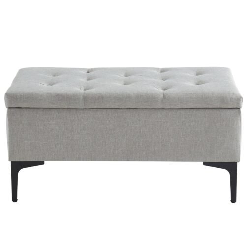 Taylor Rectangular Storage Ottoman in Light Grey/Black - Image 5
