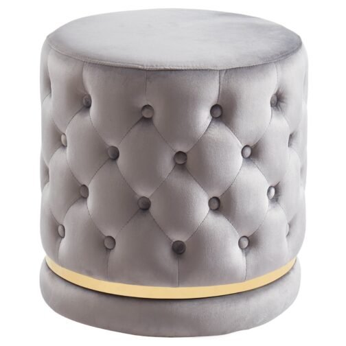 Lilly Round Swivel Ottoman in Grey & Gold