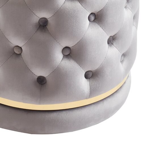 Lilly Round Swivel Ottoman in Grey & Gold - Image 3