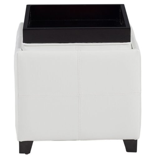 Atom II Square Storage Ottoman in White - Image 2
