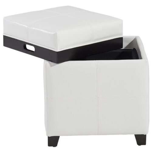 Atom II Square Storage Ottoman in White - Image 3