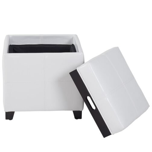 Atom II Square Storage Ottoman in White - Image 4