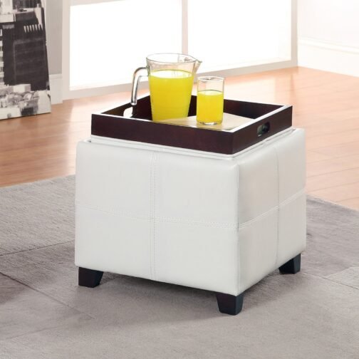 Atom II Square Storage Ottoman in White - Image 5