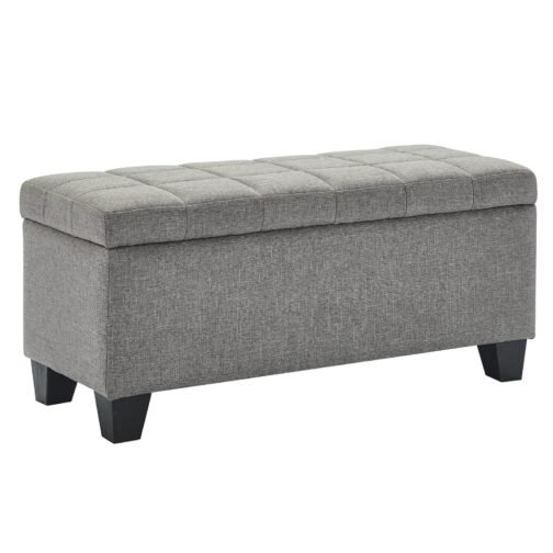 Lina Rectangular Storage Ottoman in Grey