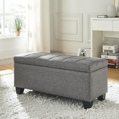 Lina Rectangular Storage Ottoman in Grey - Image 4