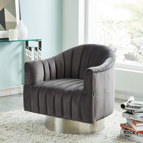 Tina Accent Chair in Grey & Silver - Image 2