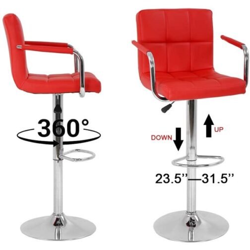 1101V Red Bar Stool W/ Arms FINISH: Red - Image 6