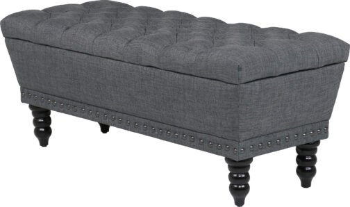 Jenny Grey Tufted Storage Upholstered Ottoman - Image 4