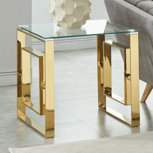 Rose Accent Table in Gold - Image 5