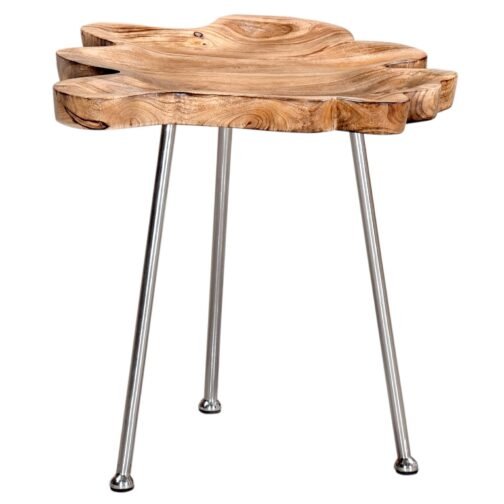 Paris Accent Table in Natural with Chrome Legs