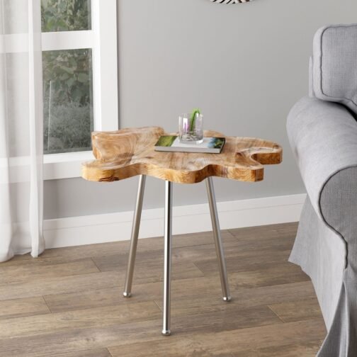 Paris Accent Table in Natural with Chrome Legs - Image 2