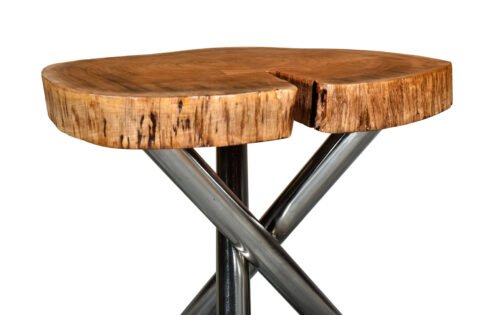 Shlok Accent Table in Natural with Chrome Legs - Image 4