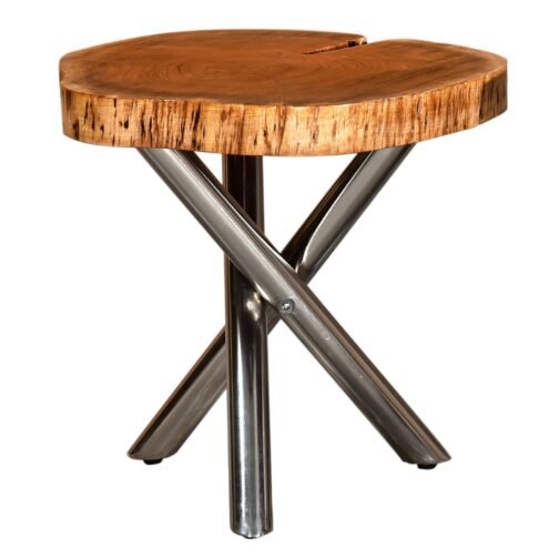 Shlok Accent Table in Natural with Chrome Legs - Image 5