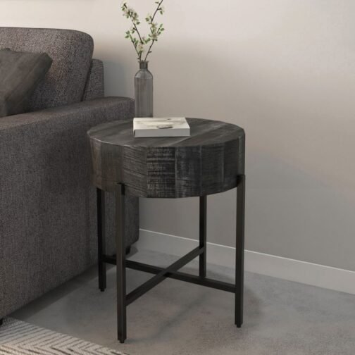 Blake Round Accent Table in Grey - Image 2