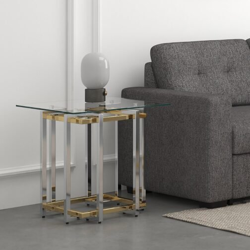 Flora Accent Table in Silver and Gold - Image 2