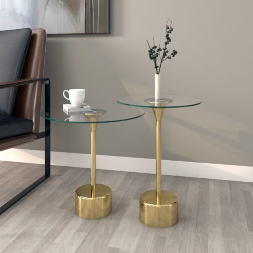 Daisy 2pc Accent Table Set in Gold - Image 2