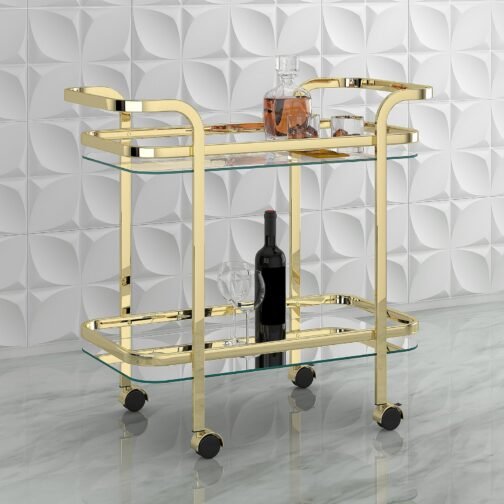 Prime 2-Tier Bar Cart in Brass - Image 2